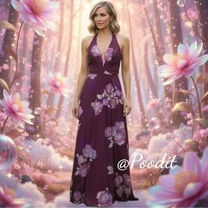 DB STUDIO romantic satin floral print dress sz 4